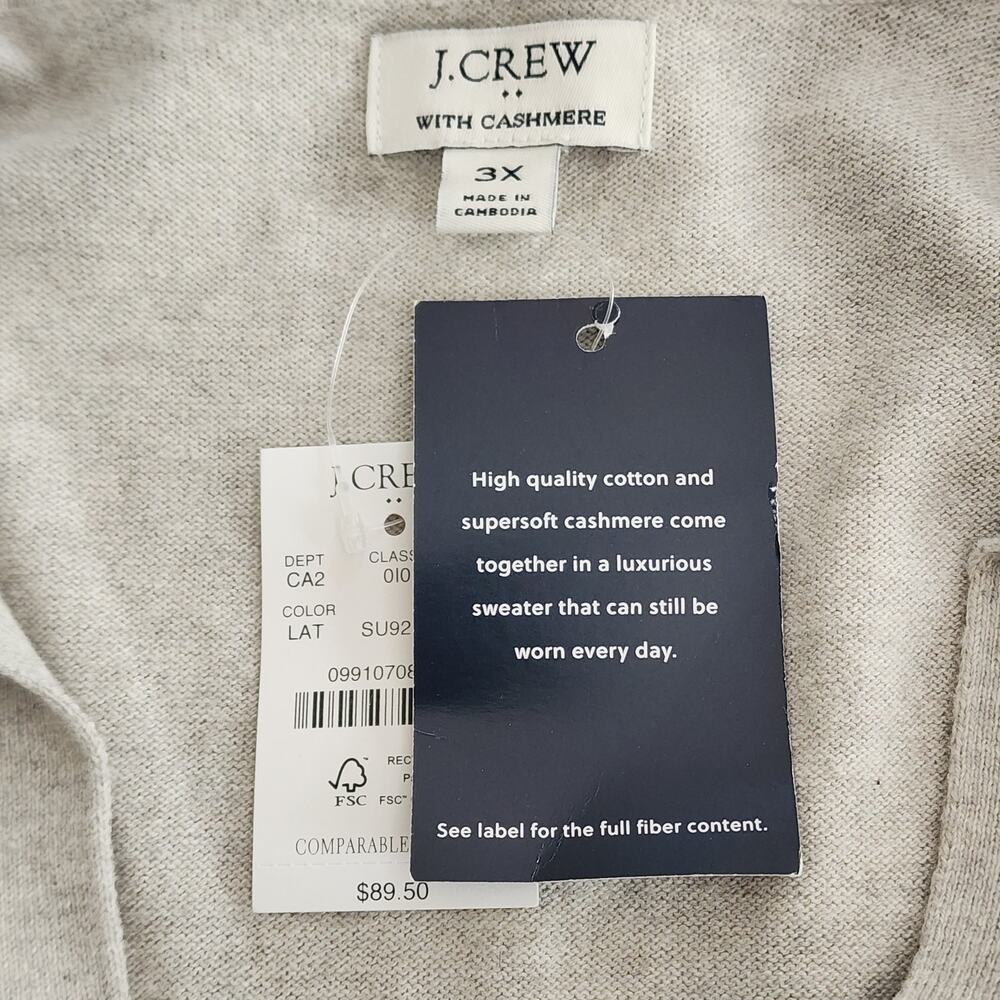 J.Crew Factory NWT Cashmere Blend Polo Sweater Sz 3X Oatmeal Boxy - Picture 5 of 7